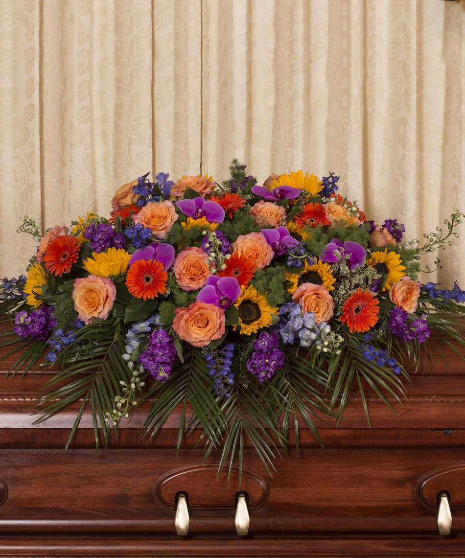 Vibrant Casket Cover Currans Flowers