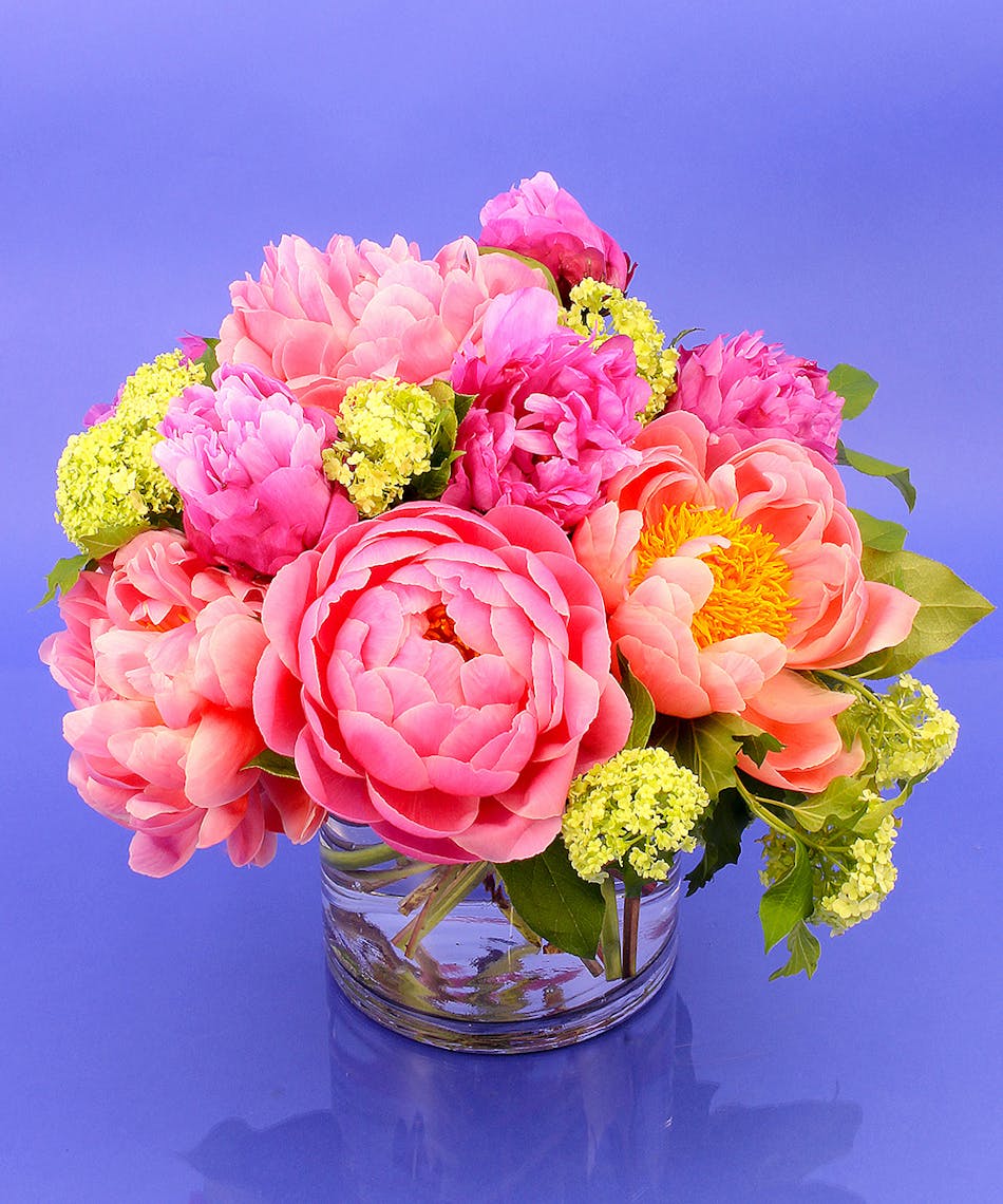 Perfect Peony arrangement in a glass vase