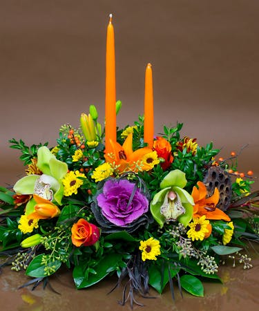 Double Candle Thanksgiving Centerpiece