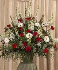 Red and White Funeral Basket