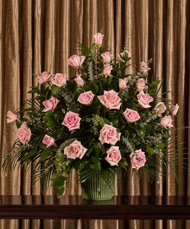 Pink Rose Funeral Basket Same Day Delivery Danvers Ma Currans Flowers