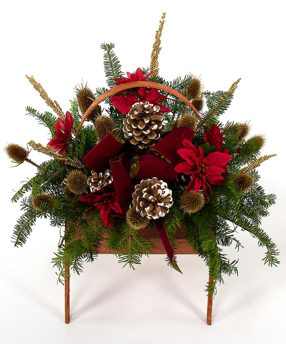 Small 10" Cemetery Basket Seasonal Cemetery Baskets (MA) Currans Flowers