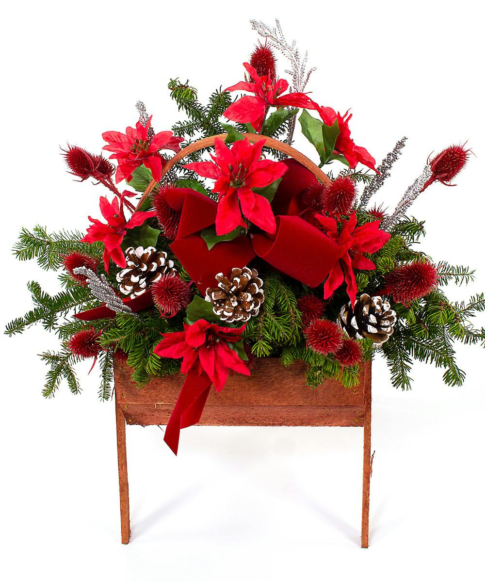 Small 10" Cemetery Basket Seasonal Cemetery Baskets (MA) Currans Flowers