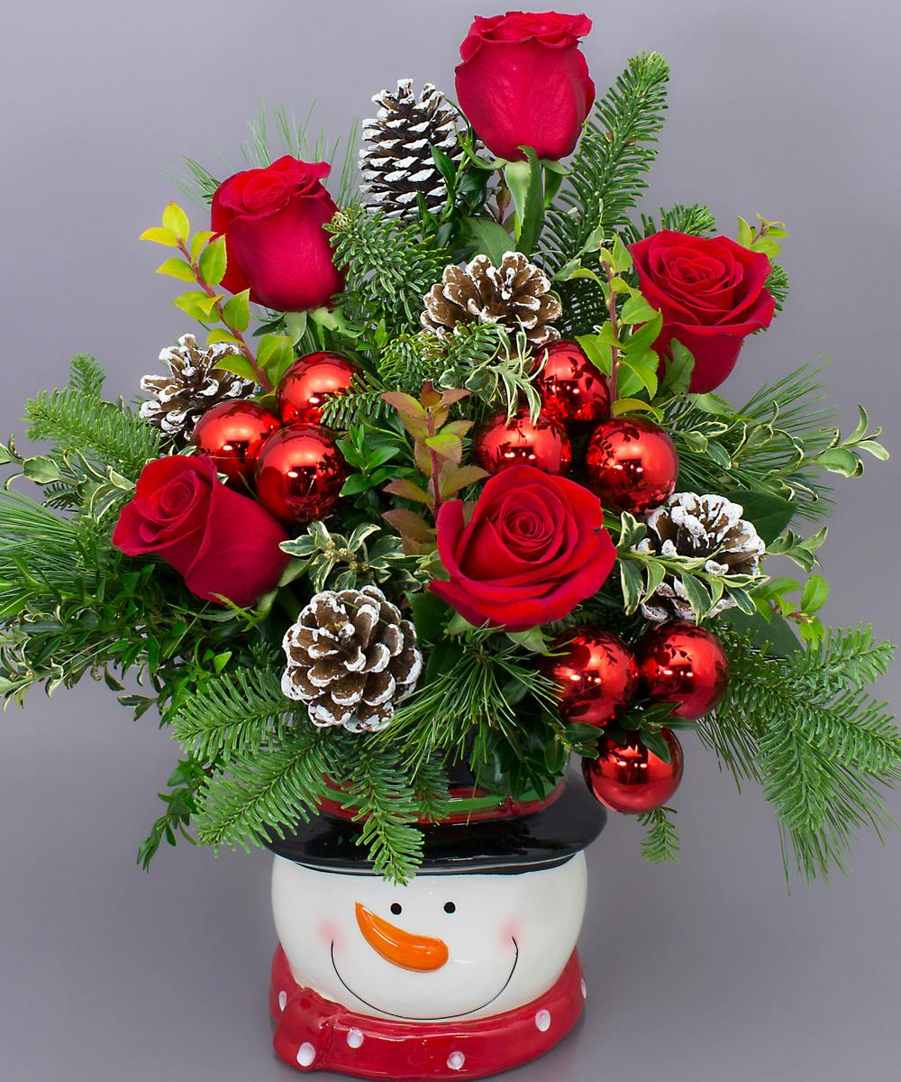 Snowman Flower Arrangement Danvers MA - Same-day Delivery - Currans Flowers