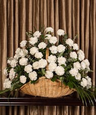 White Carnation Fireside Basket