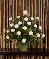 White Carnation Funeral Basket